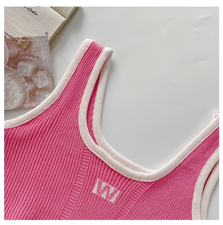 Кроп топ "W" розов